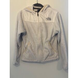 The North Face Womens Furry Fleece Hoodie Full-Zip Jacket Size Small‎ White